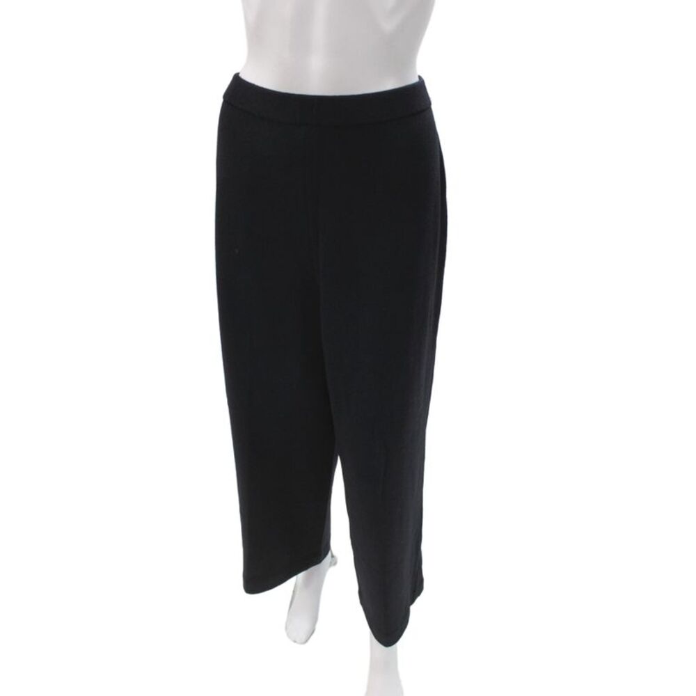 St. John Basics Womens Cropped Dress Pants Black Wool Cashmere Size L